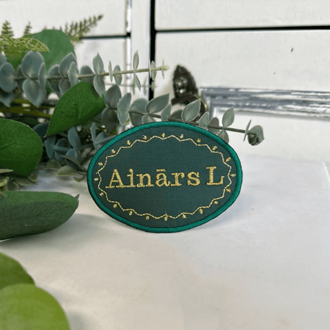 Oval Patch with Gold Name or Letter 5x7cm or 1.96x2.75