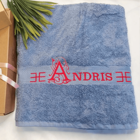 Cotton Towel with Name & Folk signs