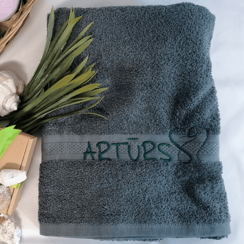 Cotton Towel with Monochrome Name and Heart