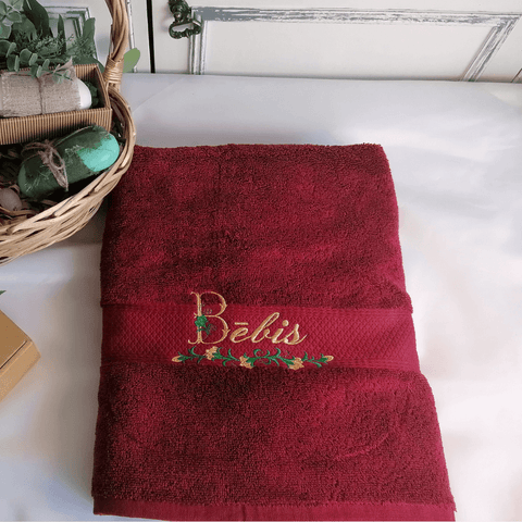 Towel with Name and floral decoration