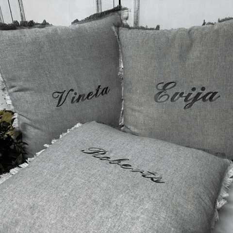 Evija Linen Pillow With name Embroidery