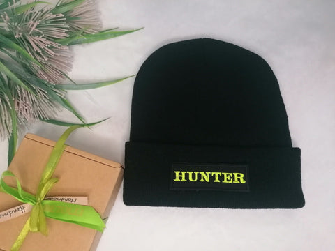Black Hunter Beanie with Embroidered Patch