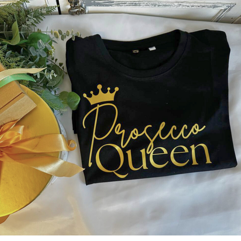 Prosecco Queen T-Shirt with gold PRINT