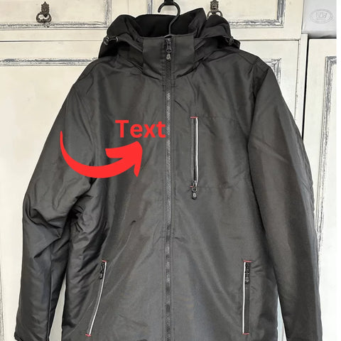 Women Winter Jacket with Embroidered text on heart