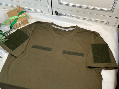 Army style Men T-Shirt with 4 velcro places