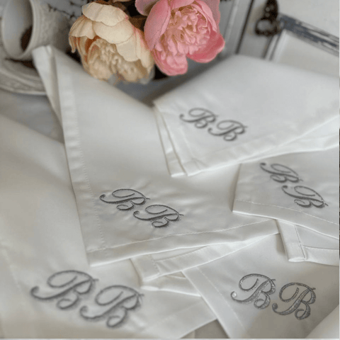 Napkin With Silver Letter Embroidery