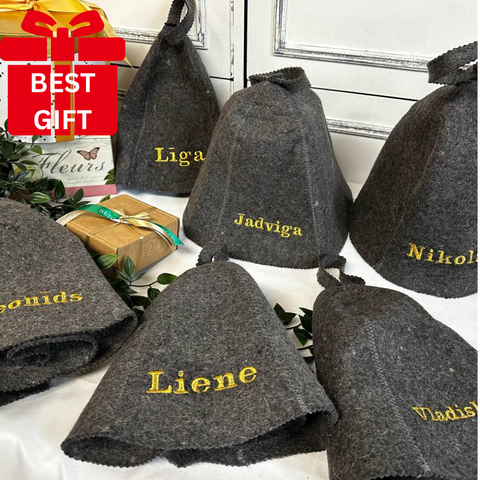 BEST GIFT Custommade Sauna Hat with Name Embroidery