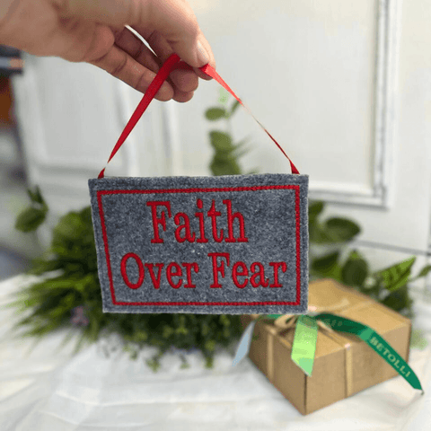 Faith Over Fear – Embroidered Affirmation Wall Hanging