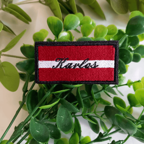 Latvia with name Flag Patch 4,5x7cm