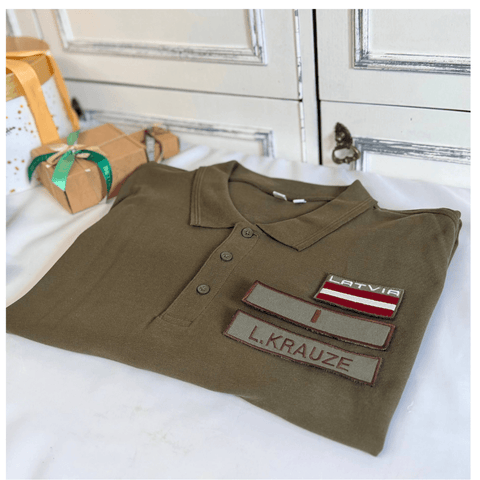 Men’s Polo Shirt with Velcro & 3 Interchangeable Embroidered Logo Patches