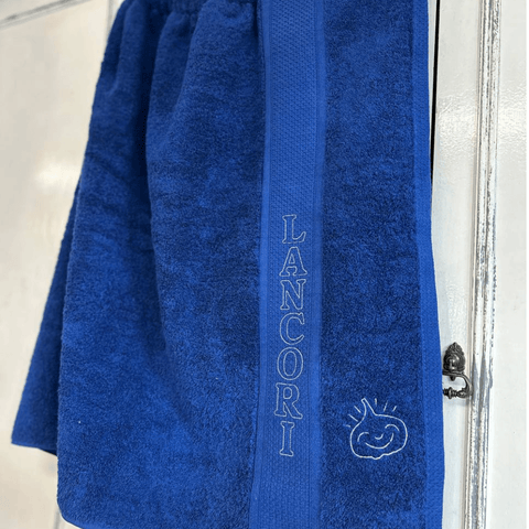 Sauna Cotton Towel with Logo  and vertikal text Embroidery