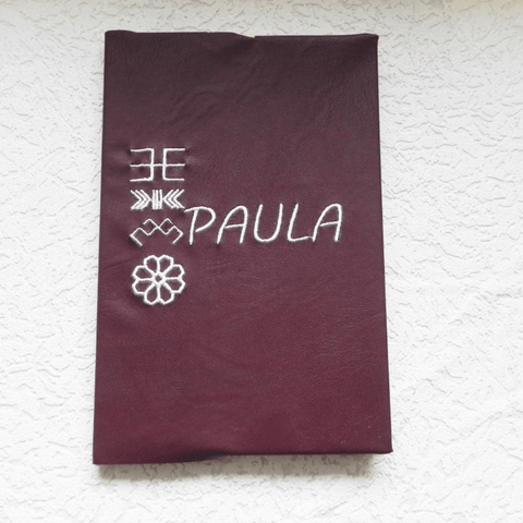 Paula Leather Notebook With Embroidery