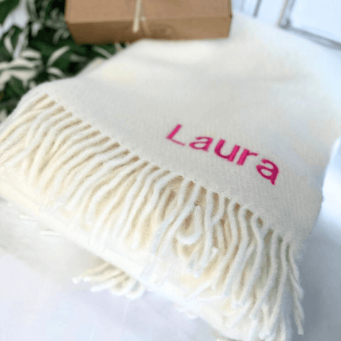 Laura 15cm wide text Wool Blanket