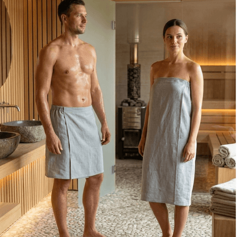 100% Linen Sauna Wrap / Sauna Kilt – Natural Linen Towel