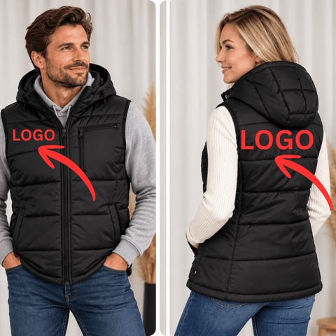 Personalized Hooded Padded Vest with Custom Embroidered Logo