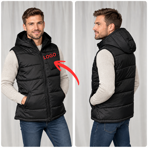 Personalized Hooded Padded Vest with Custom Embroidered Logo
