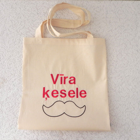 Mustages Shopping Bag with Embroidered text 35x45cm