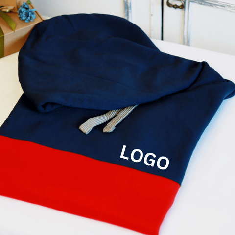 Navy & Red Embroidered Hoodie with LOGO