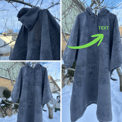 Personalized Cotton Poncho Hoodie with smal Embroidery