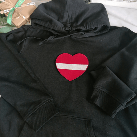 Personalized Country Flag Hoodie – Custom Embroidered Flag Heart