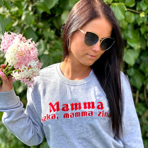 Mamma saka, mamma zina Sweater with Embroidery