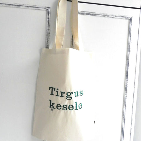 Shopping Bag with Embroidered TEXT 35x45cm