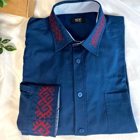 Pēteris Men's folk style embroidered shirts