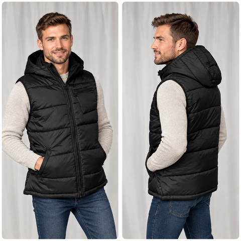 Personalized Hooded Padded Vest with Custom Embroidered Logo