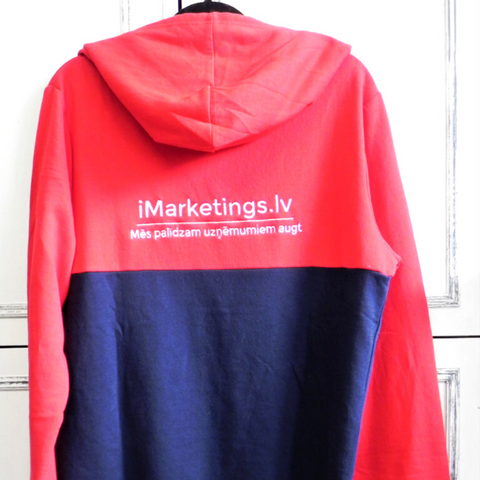 Red& Navy Embroidered Hoodie with LOGO