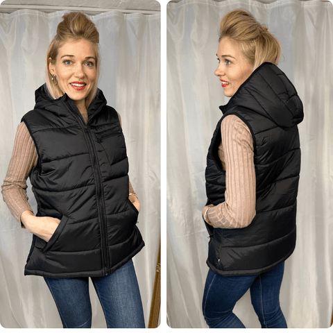 Women Hooded Padded Vest with Custom Embroidered Logo