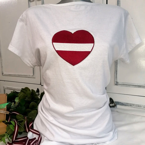 Latvian Heart Men 's T-Shirts With Patch