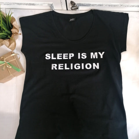 Sleep Is My Religion Women’s Embroidered T-Shirt