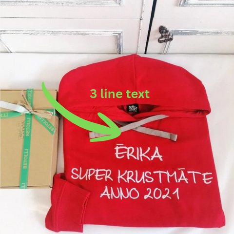 Personalized Hoodie with Custom Three- Line Text Embroidery