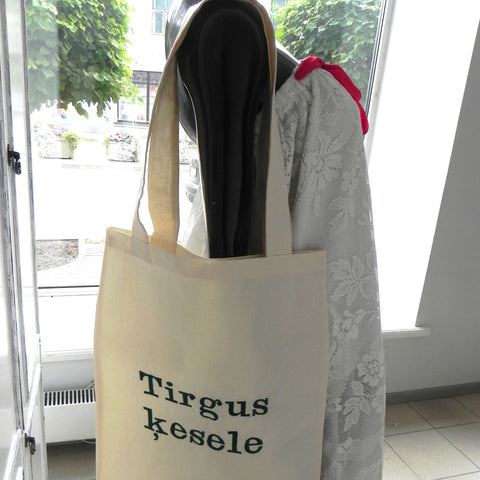 Shopping Bag with Embroidered TEXT 35x45cm