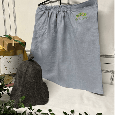 Personalized Linen Sauna skirts with ornaments and text