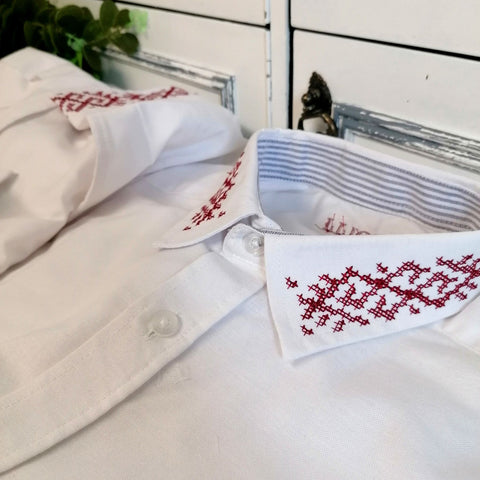 Jānis Men's folk style embroidered shirts