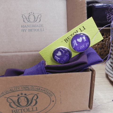 Purple Wedding Day Personalized Cufflinks