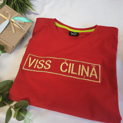 Viss Čiliņā Men’s T-Shirts with Gold embroidery