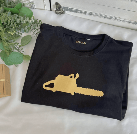 Chainsaw T-Shirt with gold PRINT