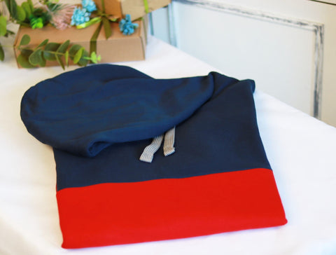 Navy & Red Embroidered Hoodie with LOGO