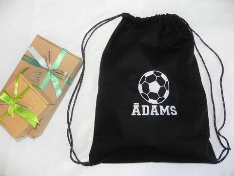 Bag with Embroidered Football and Name