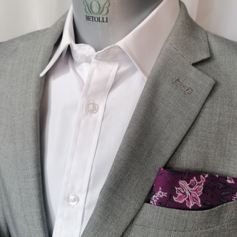 Boysenberry Pocket Square With Embroidery