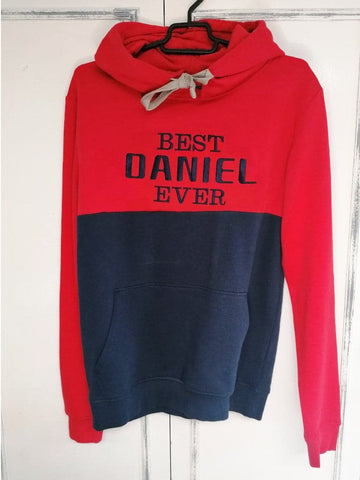 Red & Navy Embroidered Hoodie