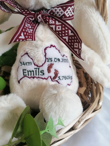 Toy with Embroidered Latvian Birth Stats