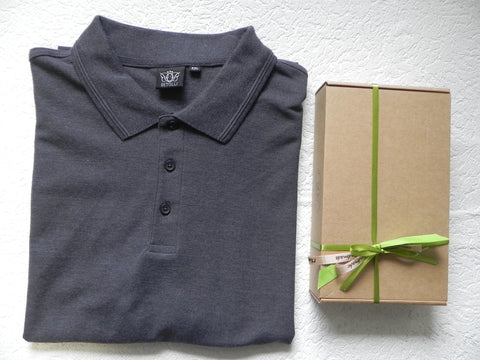 Men’s Cotton Polo Shirt with Logo - Grey