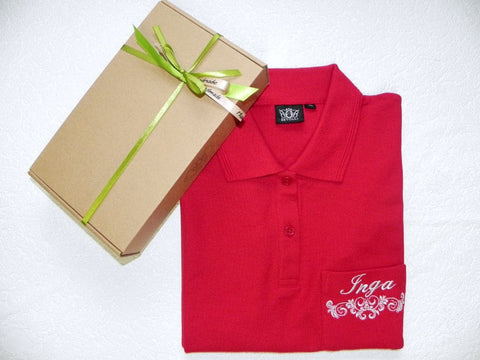 Womens Polo Shirt with Text Bright Colours