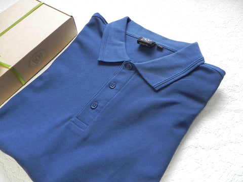 Men’s Cotton Polo Shirt with Text - Blue