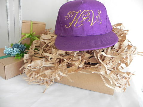 Skater Snapback Cap With Embroidered Gold Initials