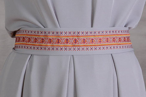 Krustpils Embroidered Folk Style Fabric Belt