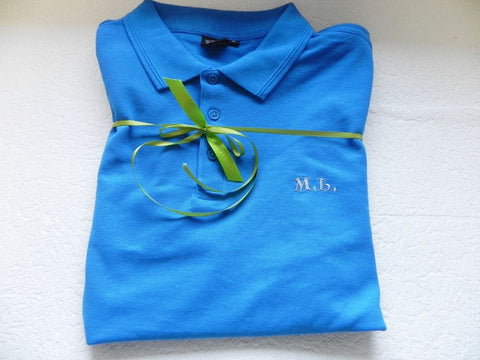 Women’s Cotton Polo Shirt with Text - Blue